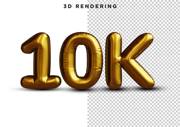 10K Golden Balloon Effect 3D Rendering Alpha Background psd