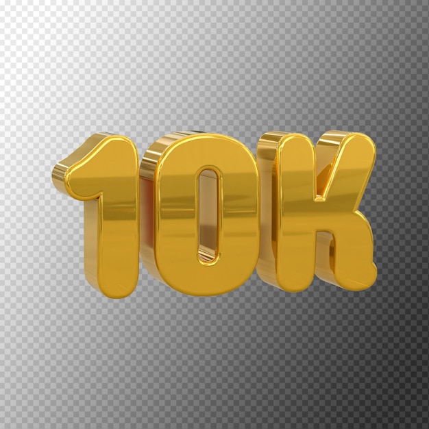 10k seguidores etiqueta de número 3d para el concepto de promoción de venta de seguidores por renderizado 3d