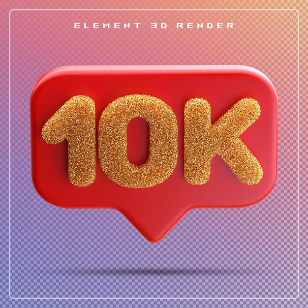 PSD 10k seguidores número rojo suscribirse icono 3d