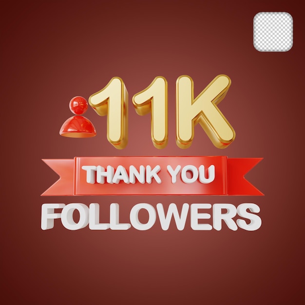 11.000 Follower Gold 3D-Illustration