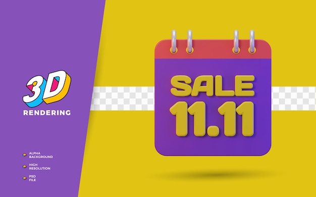 11.11 Einkaufstag Rabatt Verkaufsförderung 3D-Render-Objekt