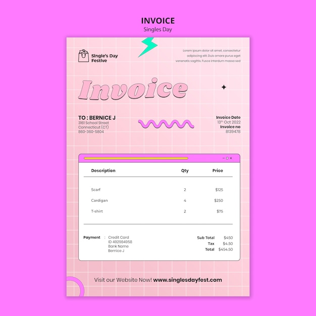 11.11 Modèle De Facture Pour La Journée Des Célibataires