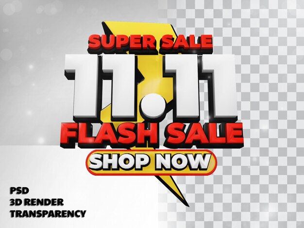 11.11 venda flash com fundo de transparência