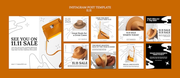 PSD 11.11 vendas instantâneas postagens no instagram