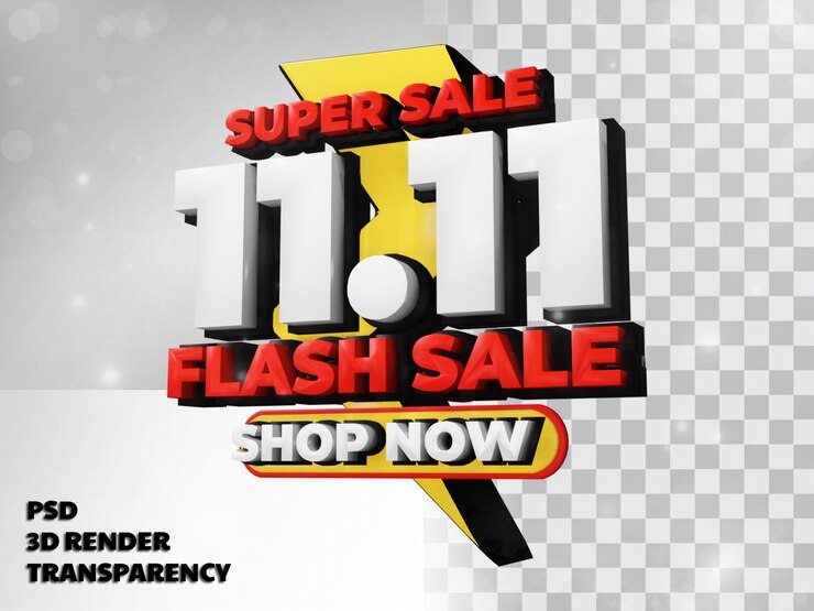 PSD 11.11 venta flash con fondo transparente