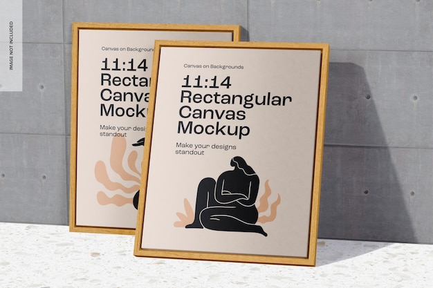 11:14 Mockup di tela rettangolare, vista anteriore e posteriore