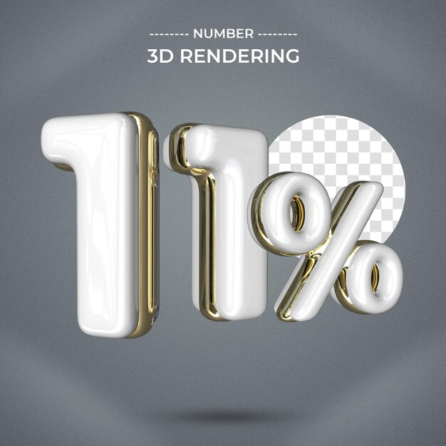 11 por ciento Estilo de texto Representación 3d fondo transparente