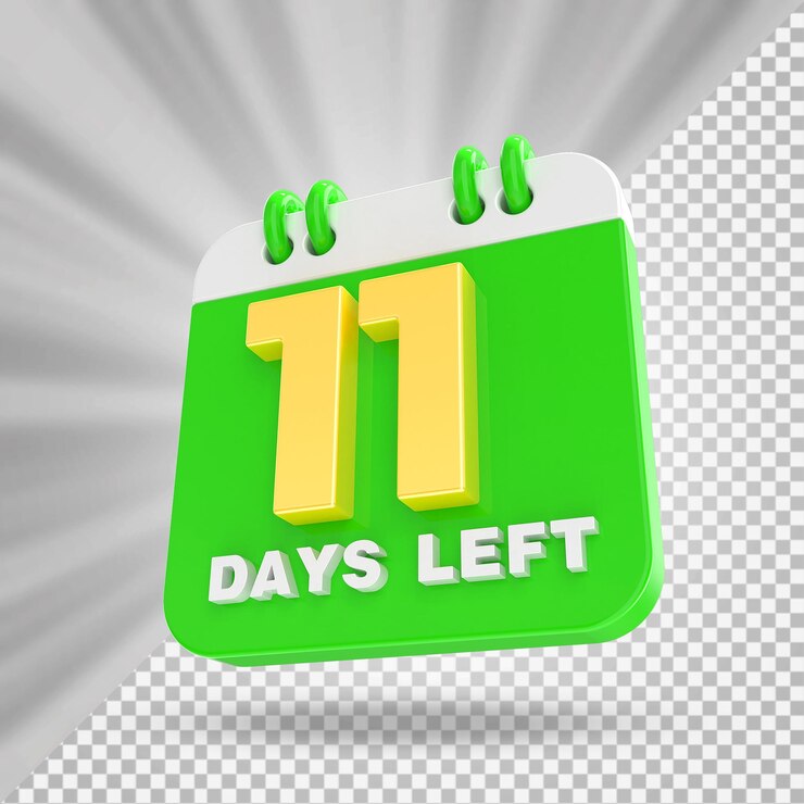 PSD 11 días restantes calendario 3d