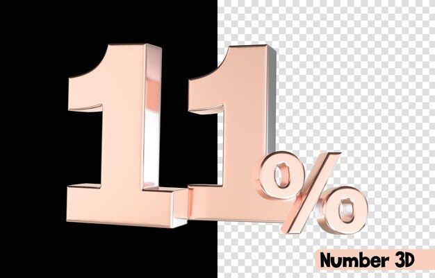 11 número de oro 3D Render