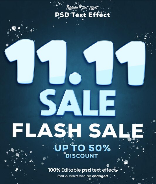 1111 flash-sale-post-banner mit 3d-texteffekt