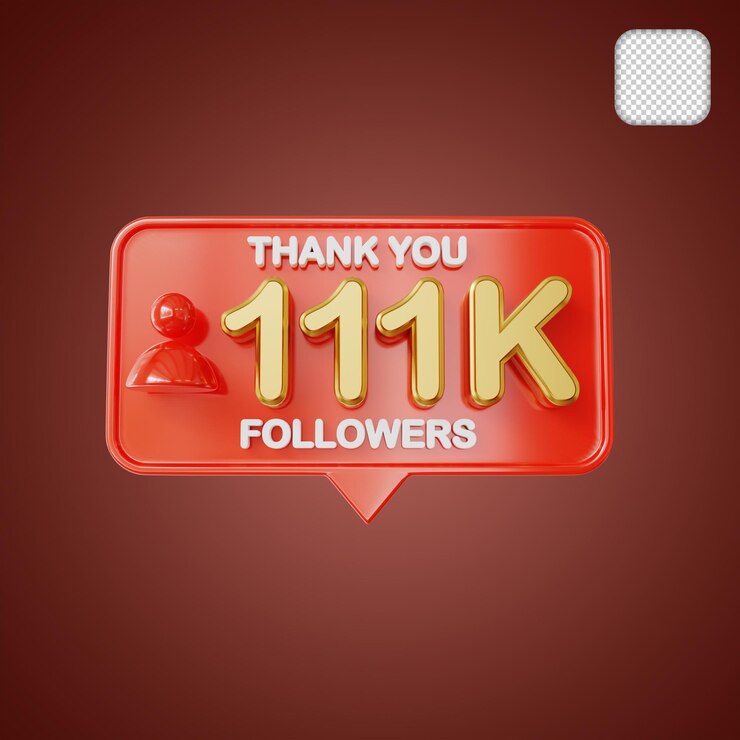 PSD 111k seguidores oro ilustración 3d