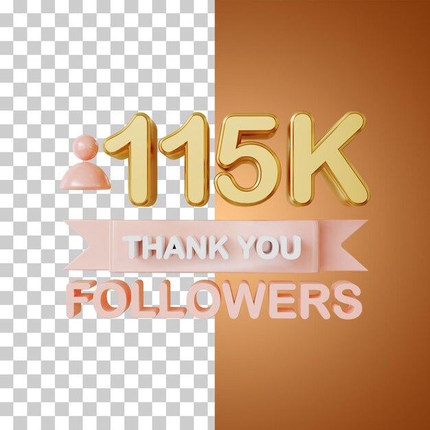 115.000 follower gold 3d-rendering