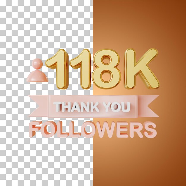 118.000 Follower Gold 3D-Rendering