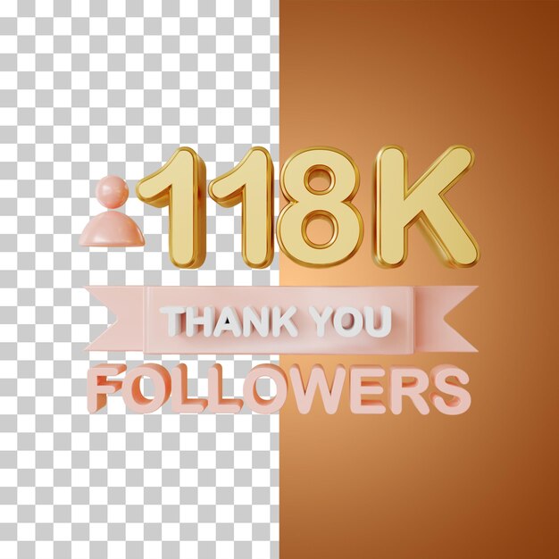 118.000 follower gold 3d-rendering