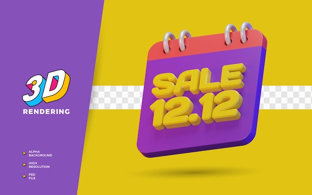 12.12 día de compras descuento super venta promoción objeto de render 3d