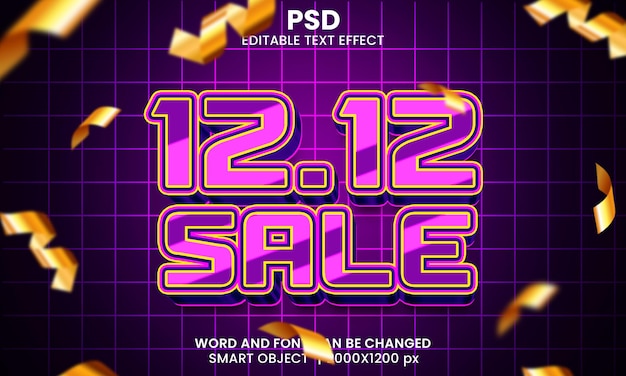 PSD 12.12 vente effet de texte modifiable 3d psd premium avec arrière-plan