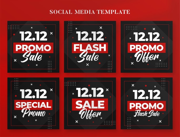 PSD 12.12 vente promotionnelle bannière de médias sociaux et modèle de publication instagram