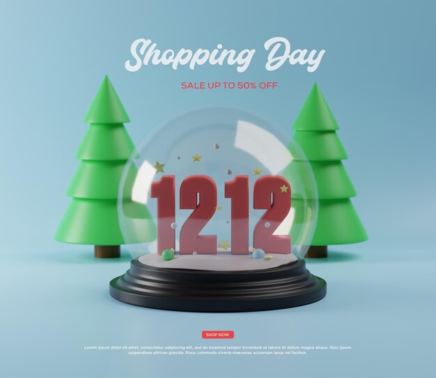 12. dezember 12 super sale shopping day, flyer, webbanner, landing page, poster.