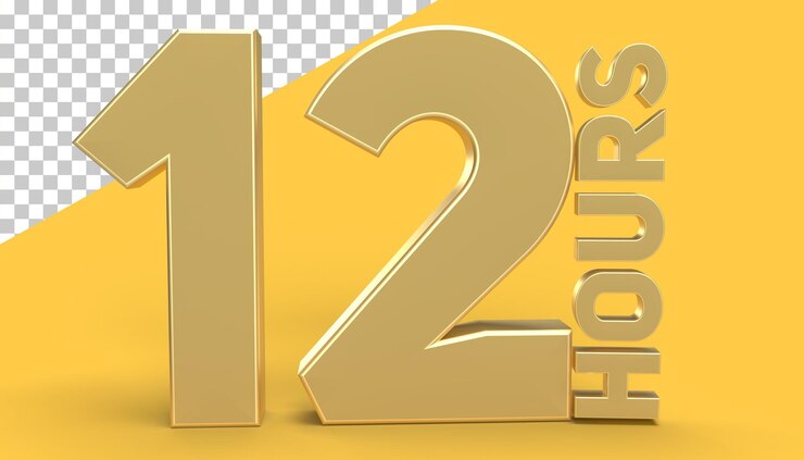 PSD 12 ore di rendering 3d in materiali d'oro illustrazione 3d di alta qualità