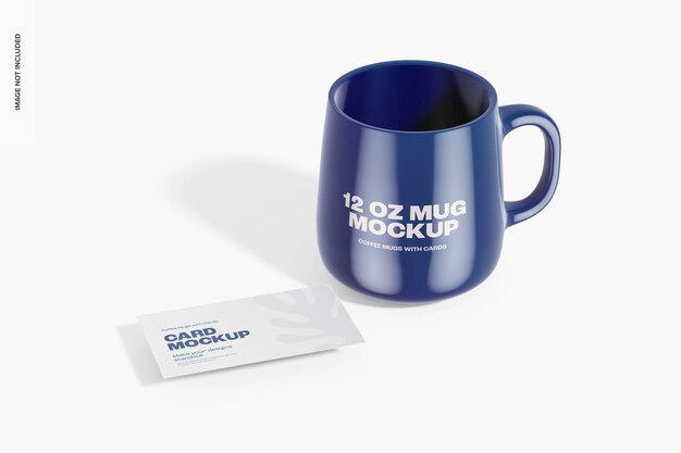 12 oz. de xícara com modelo de cartão de visita, em perspectiva