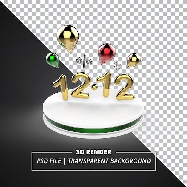 1212 3d no pódio renderizado em fundo transparente