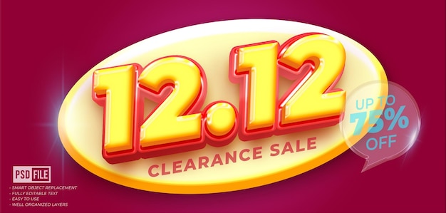 1212 vendita di liquidazione testo personalizzato effetto di testo in stile 3D modificabile