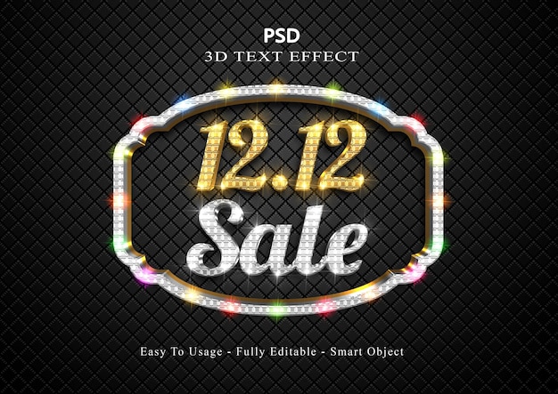 1212 venta efecto de estilo de texto dorado y plateado.