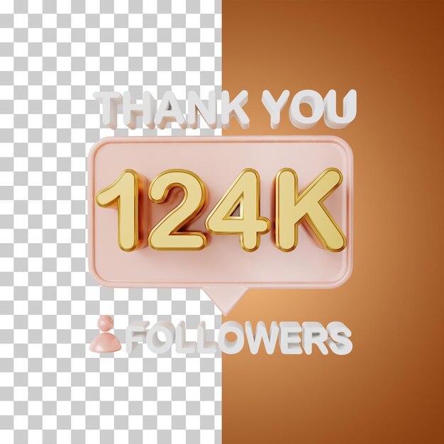 124k seguidores de oro Representación 3D