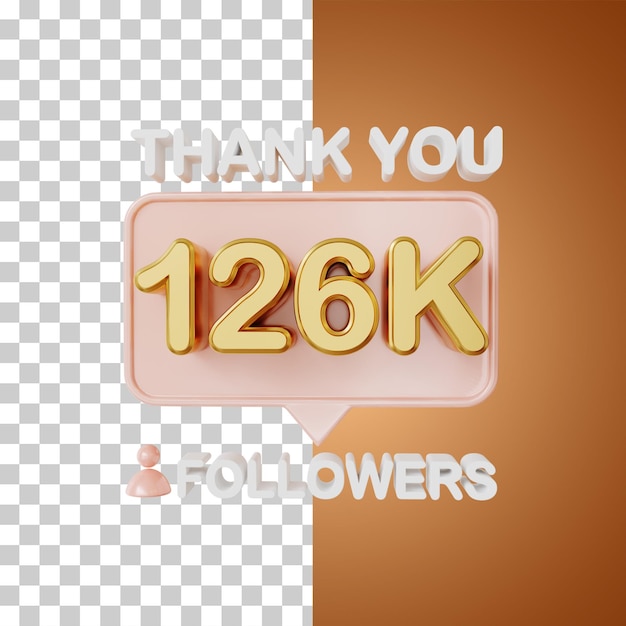 126 000 Followers En Or Rendu 3d