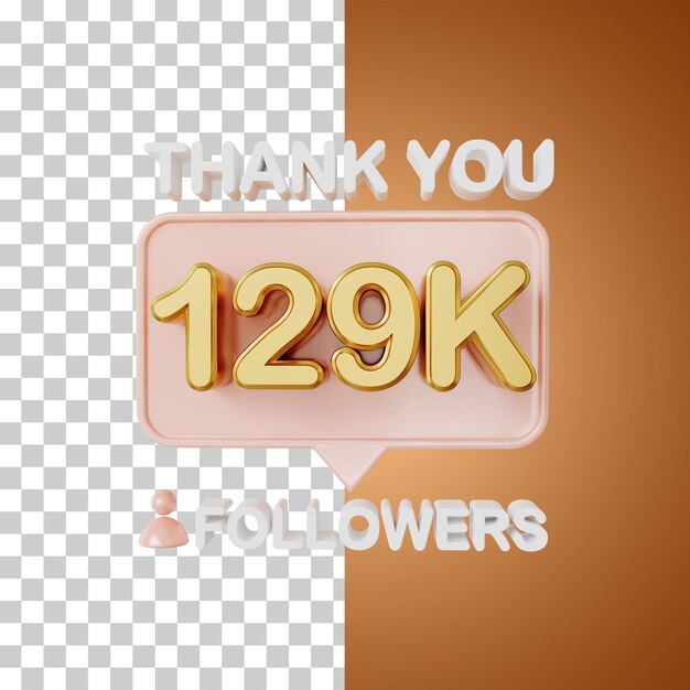 129k seguidores oro Representación 3D