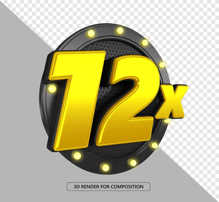 PSD 12x dodici volte timbro nero e giallo 3d per la composizione