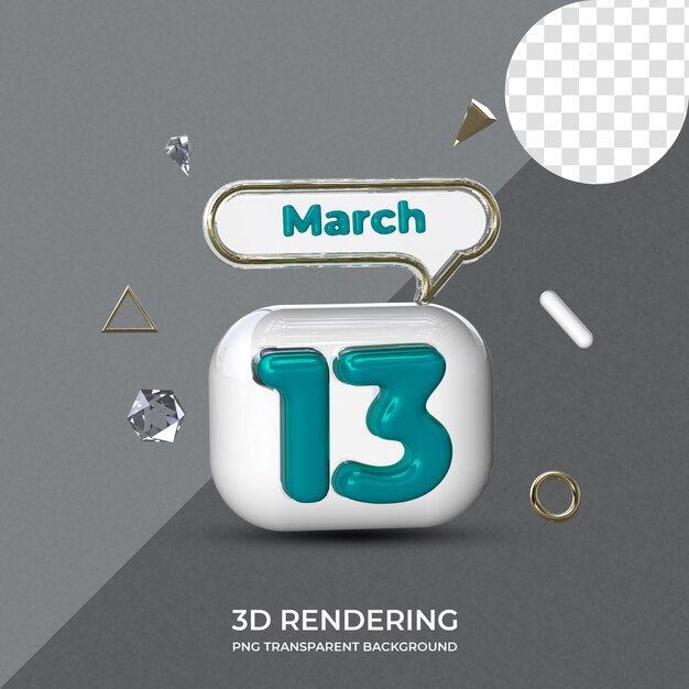 13 de março modelo de cartaz renderização em 3d