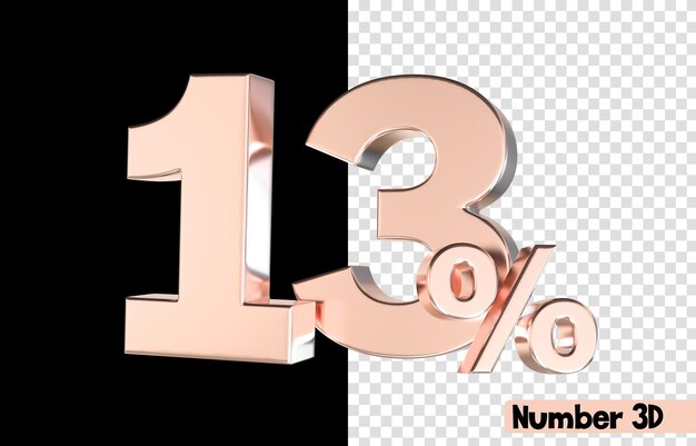 13 número de oro 3D Render