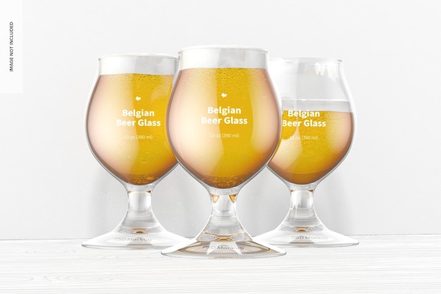 13 oz belgische biergläser mockup, vorderansicht