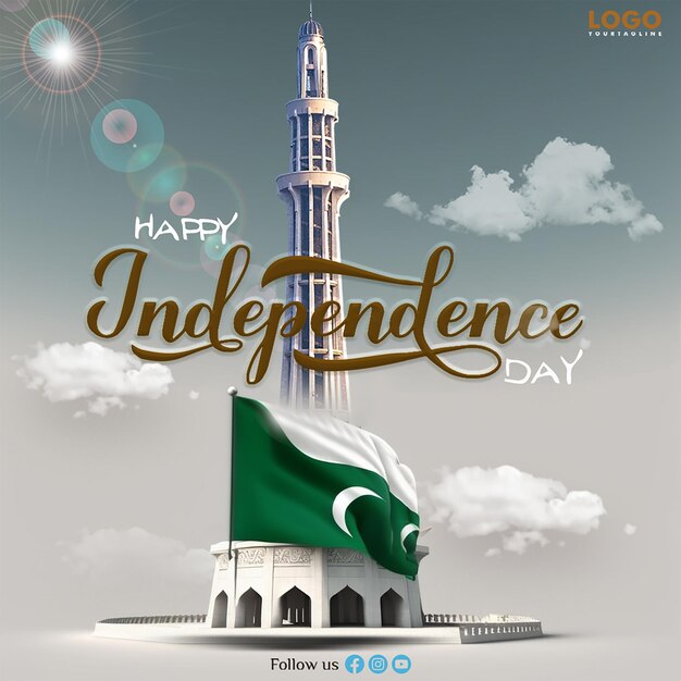 PSD 14 août, le jour de l'indépendance du pakistan, les médias sociaux postent un modèle de luxe.