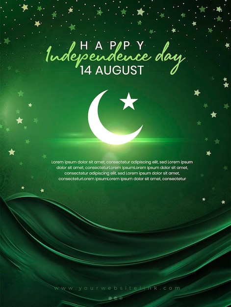 PSD 14 de agosto, dia da independência do paquistão modelo de postagem de mídia social corporativa