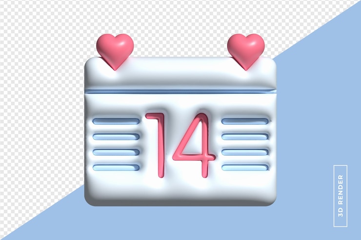 PSD 14. februar kalender 3d-rendering