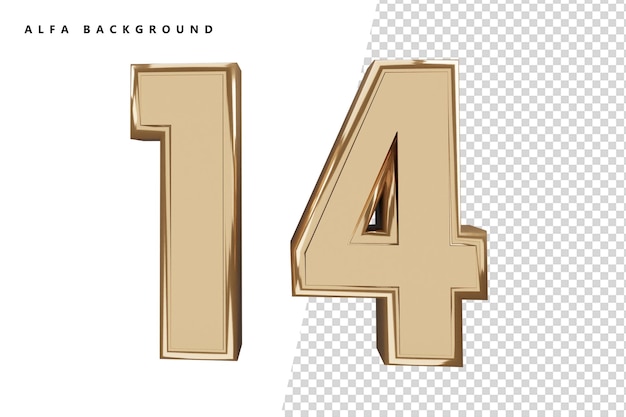 14 Goldzahl mit 3D-Rendering