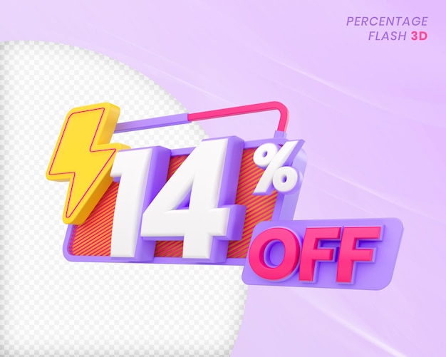 14% de réduction avec l'élément flash Rendu 3D PSD Premium