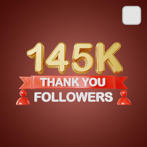 145K seguidores oro ilustración 3D