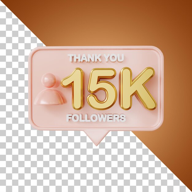 15.000 Follower Gold 3D-Rendering