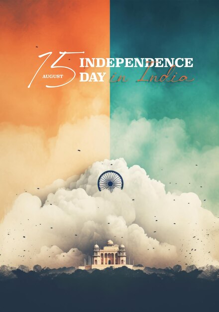 PSD 15 de agosto día de la independencia de la india ilustración ai generativexd