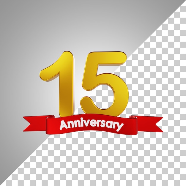 15 años feliz aniversario número 3d rendering