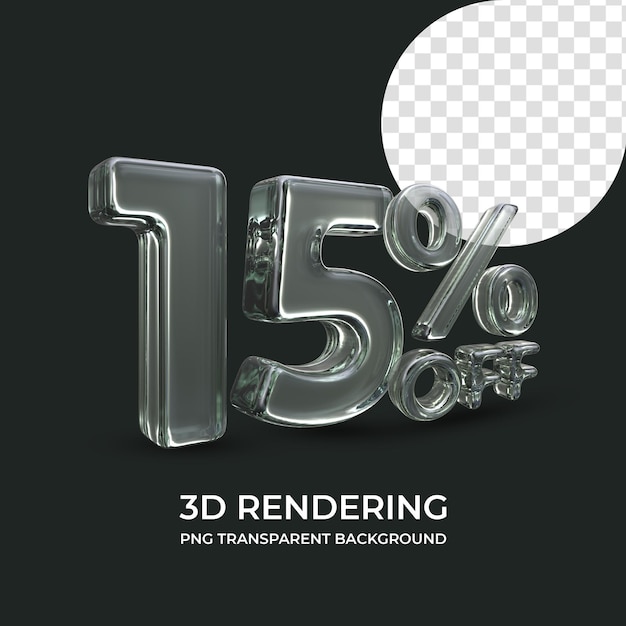 15 por ciento de descuento en renderizado 3d fondo transparente aislado