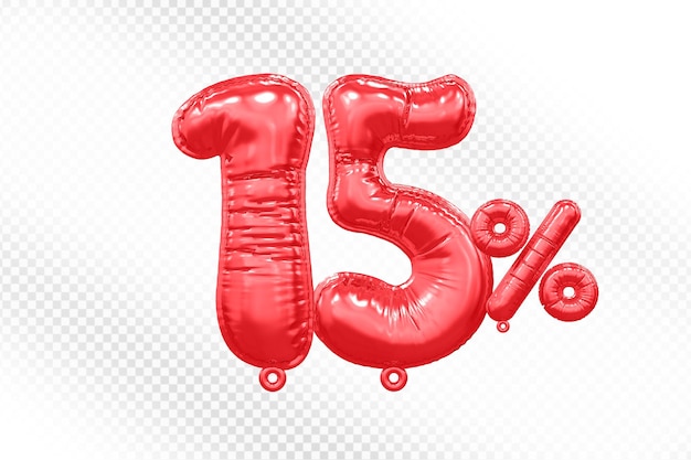 15 por ciento de oferta de globo rojo en 3D