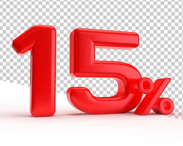 15 por ciento de venta icono de descuento rojo gran oferta 3d