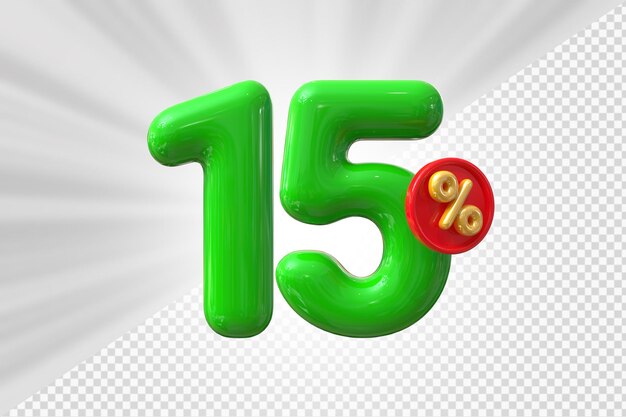 15% de descuento en el globo verde número 3D