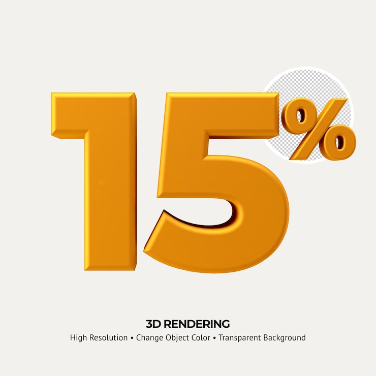 PSD 15 fifteen percent 3d rendering