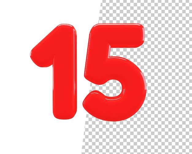 15 nombre de texte rouge rendu 3d
