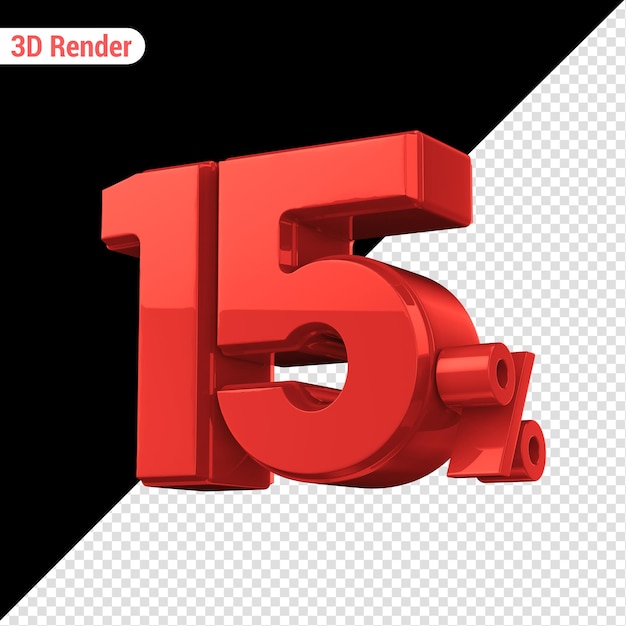 15 Número 3D en rojo